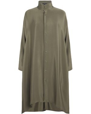 Eskandar Silk Longline Shirt - Green