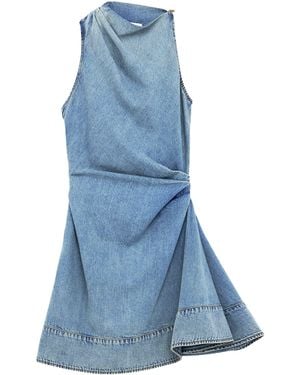 McQueen Denim Asymmetric Mini Dress - Blue