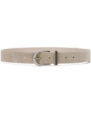 Brunello Cucinelli Sueded Calfskin Belt - Grey