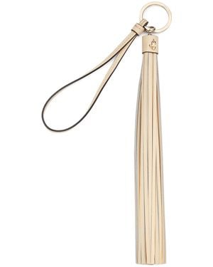Jimmy Choo Tassel Leather Keyring Charm - White