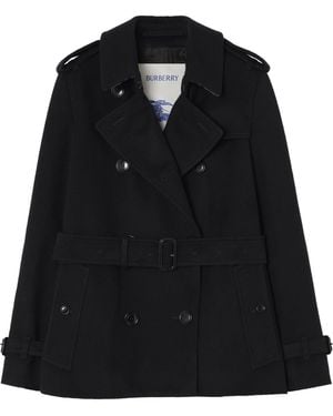 Burberry Cashmere Kensington Trench Jacket - Black