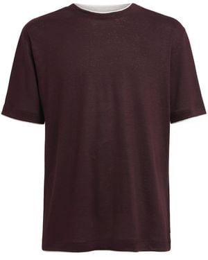Eleventy Linen Layered T-Shirt - Purple