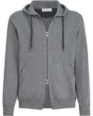 Brunello Cucinelli Cashmere Zip-Up Hoodie - Grey