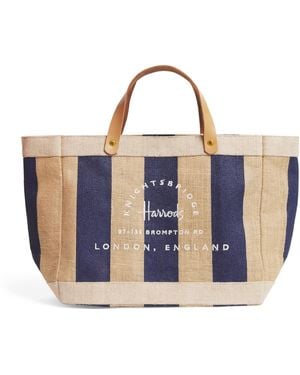 Harrods Small Canvas Stripe Knightsbridge Shopper Bag - Blue