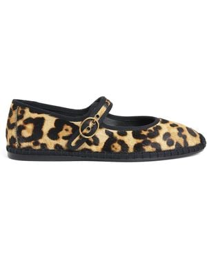 Polo Ralph Lauren Calf Hair Mary Jane Flats - Black