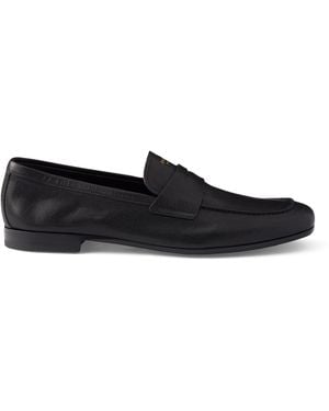 Prada Grained Leather Loafers - Black