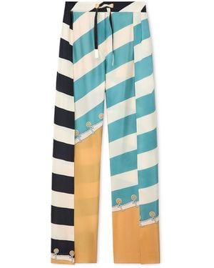 Loewe Silk Printed Trousers - Blue
