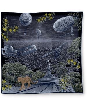 Cartier Silk Santos Aéronaute Double-Sided Scarf - Blue