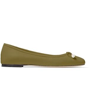 Jimmy Choo Elme Leather Ballet Flats - Green