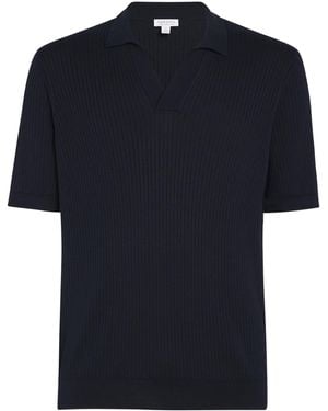 Sunspel Silk-Cotton Polo Shirt - Blue