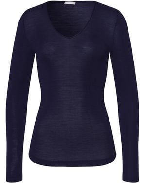 Hanro Woollen Silk Long-Sleeve T-Shirt - Blue