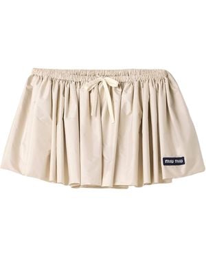 Miu Miu Gathered Drawstring Mini Skirt - Natural