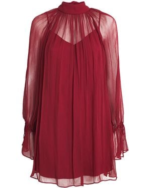 STAUD Chiffon Roux Mini Dress - Red