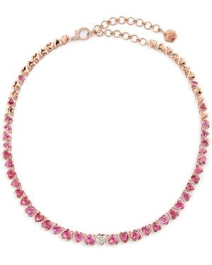 SHAY Diamond And Sapphire Heart Tennis Necklace - Metallic