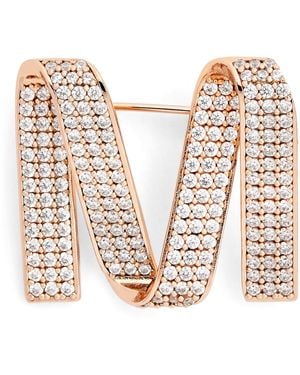 Max Mara Embellished 'M' Brooch - Natural