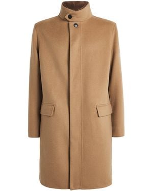 Yves Salomon Wool-Cashmere Mink-Collar Overcoat - Brown