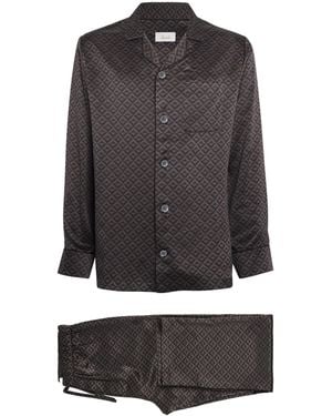 Harrods Silk Geometric Print Pyjama Set - Black