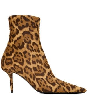 Saint Laurent Pony Hair Ashley Ankle Boots 75 - Brown