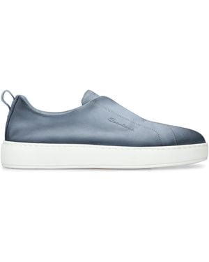 Santoni Nubuck Leather Clean Icon Trainers - Blue