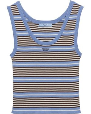 Prada Knitted Stripe Tank Top - Blue