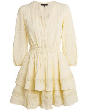 Maje Lace-Trim Ruffled Mini Dress - Natural