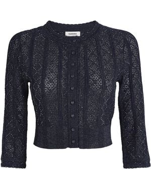Sandro Embellished-Knit Cropped Cardigan - Blue
