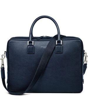 Aspinal of London Leather Mount Street Briefcase Bag - Blue