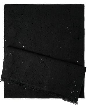 Brunello Cucinelli Cashmere-Silk Embellished Scarf - Black