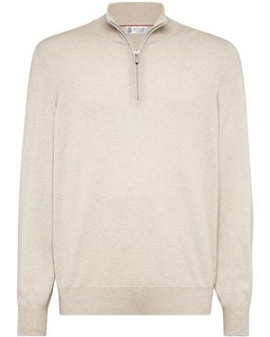 Brunello Cucinelli Cashmere Quarter-Zip Jumper - White