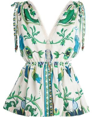 Lug Von Siga Linen Printed Viktoria Top - Green