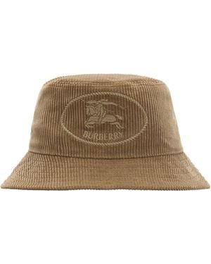 Burberry Corduroy Knight Stamp Bucket Hat - Brown