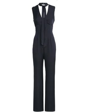 Claudie Pierlot Satin Scarf-Neck Jumpsuit - Blue