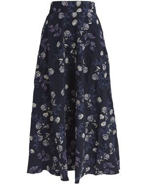 Agua Bendita Embroidered Bergamota Sueño Midi Skirt - Blue