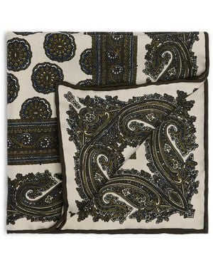 dunhill Mulberry Silk Floral Medallion Pocket Square - Green