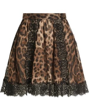 Dolce & Gabbana Silk-Blend Leopard Mini Skirt - Brown