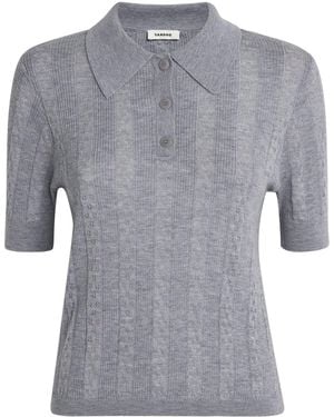 Sandro Wool Polo Sweater - Grey