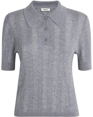 Sandro Wool Polo Sweater - Gray