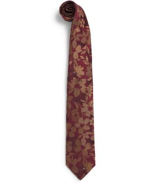 Isaia Silk Floral Tie - Purple
