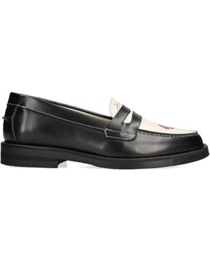 Duke & Dexter Leather Kiss Wilde Penny Loafers - Black