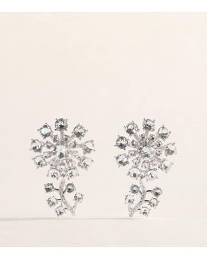 Self-Portrait Crystal-Embellished Floral Drop Earrings - Natural