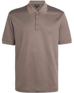 Giorgio Armani Polo With Embroidered Logo - Brown