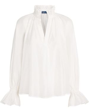 Polo Ralph Lauren Cotton-Silk Lina Blouse - White