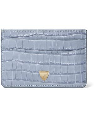 Aspinal of London Leather Croc-Embossed Slim Card Holder - Blue