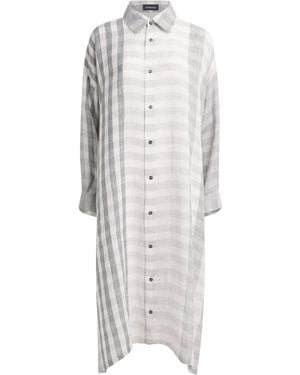Eskandar Linen A-Line Midi Shirt Dress - Grey