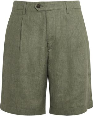 Eleventy X Harrods Linen Bermuda Shorts - Green