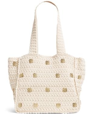 Sandro Crochet Logo Shoulder Bag - Natural