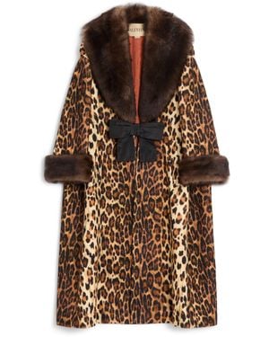 Valentino Wool Leopard Print Coat - Brown