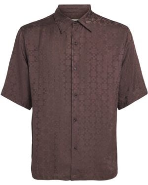 Sandro Jacquard Cross Short-Sleeve Shirt - Brown