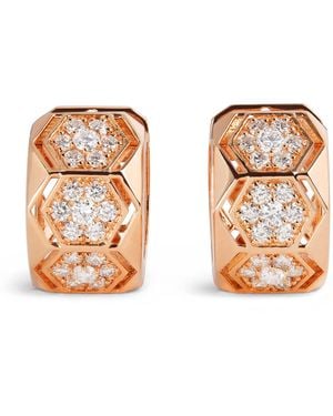 BeeGoddess And Diamond Honeycomb Huggie Earrings - Orange