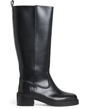 Maje Leather Knee-High Boots - Black